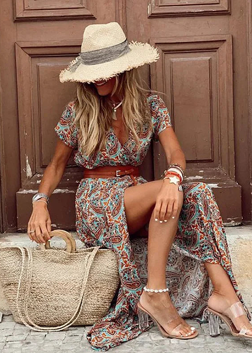 Sophia | Women's Relaxed Print Maxi Dress for the Office