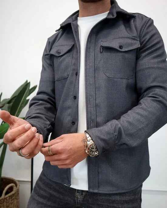 Men's Button-Up Shirt Jacket - Versatile Style for Any Occasion Dark gray