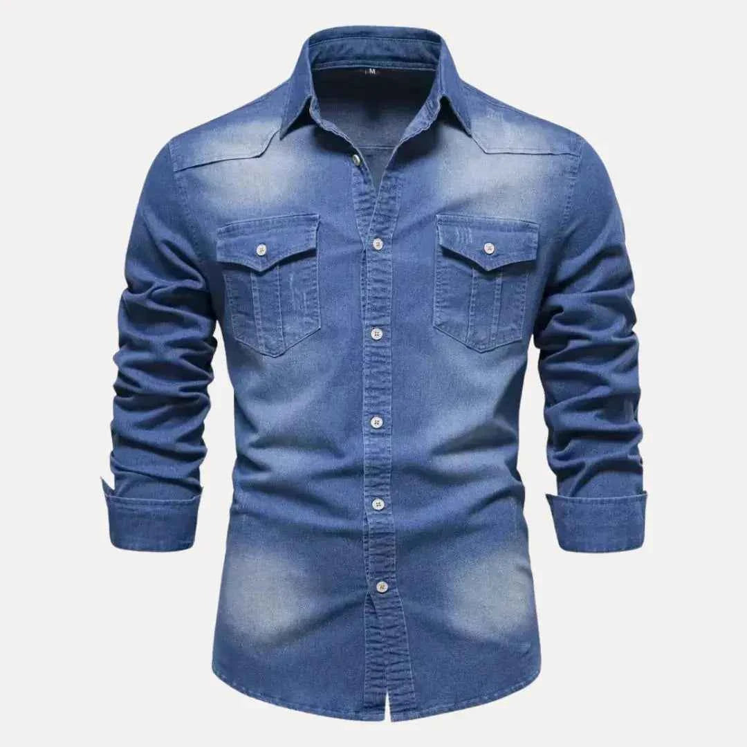 Men's Classic Button-Down Denim Shirt Blue