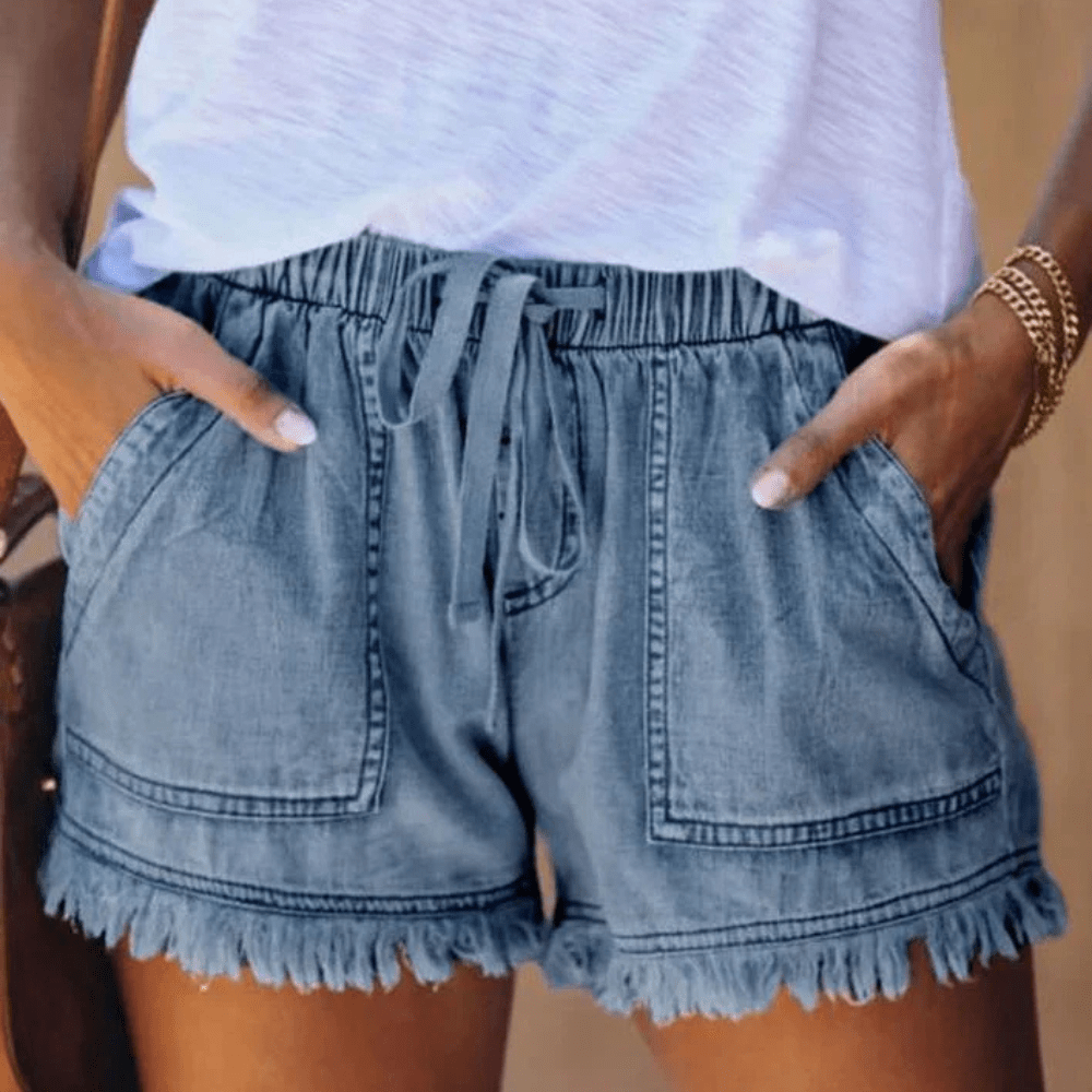 Women's High-Waisted Denim Shorts Blue