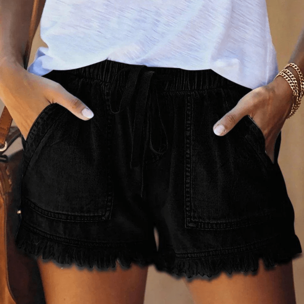 Women's High-Waisted Denim Shorts Black