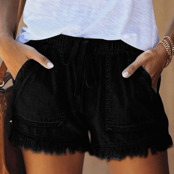 Women's High-Waisted Denim Shorts Black