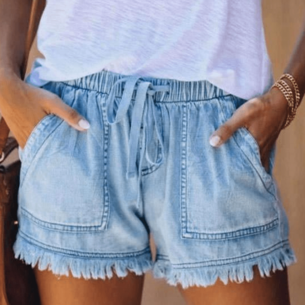 Women's High-Waisted Denim Shorts Light Blue