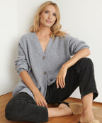 Women's Buttoned Oversized Knit Cardigan Grey