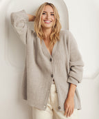 Women's Buttoned Oversized Knit Cardigan Beige