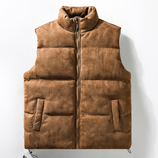 Men's Black Sleeveless Insulated Lightweight Contemporary Vest Brown