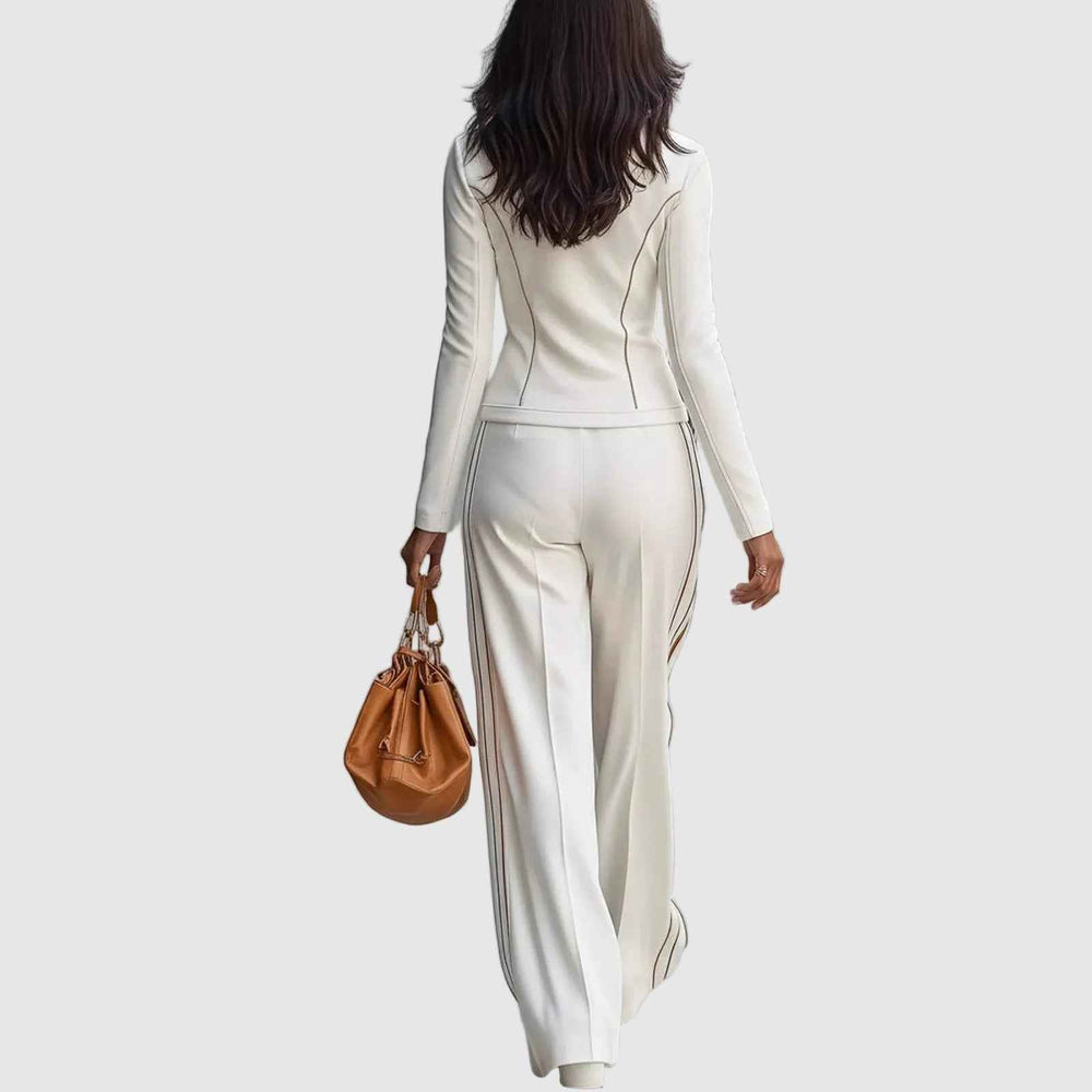 Kendall | Women's Zip Front Jacket and Wide Leg Pants Set