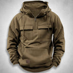 Men's Quarter-Zip Hoodie | Cozy Pullover with Zip Neck Brown