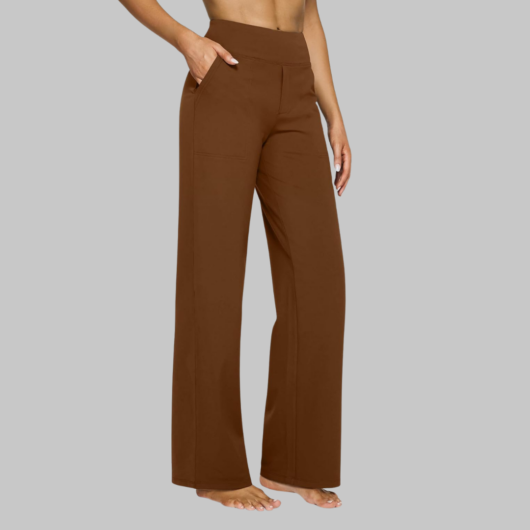 Kim | Women's Comfort Fit Stretch Pants - Soft and Breathable Dark Brown