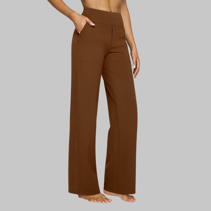 Kim | Women's Comfort Fit Stretch Pants - Soft and Breathable Dark Brown