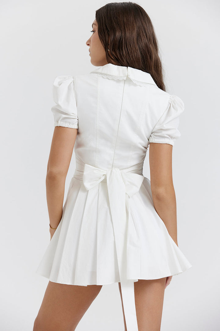 Aida | Women's Elegant V-Neck Classic Pleated Mini Dress