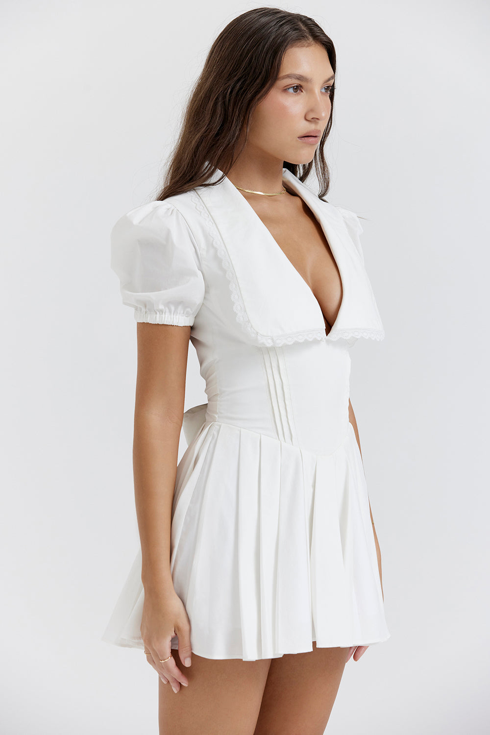 Aida | Women's Elegant V-Neck Classic Pleated Mini Dress