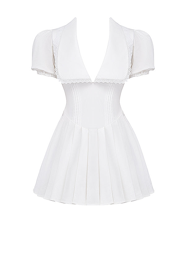 Aida | Women's Elegant V-Neck Classic Pleated Mini Dress