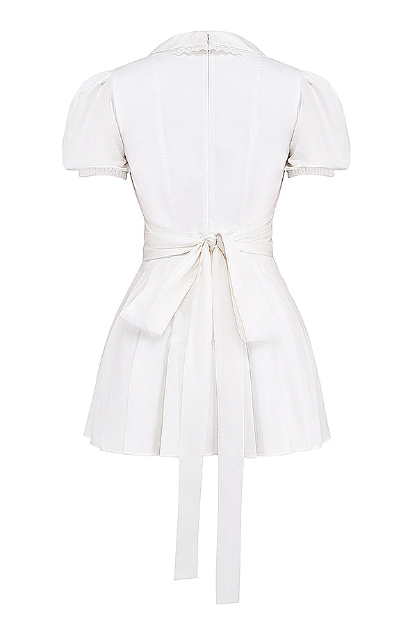 Aida | Women's Elegant V-Neck Classic Pleated Mini Dress