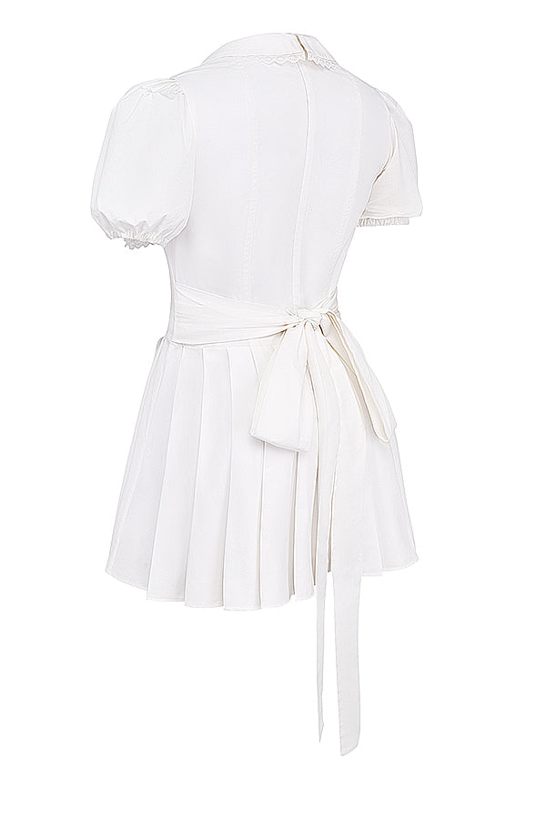 Aida | Women's Elegant V-Neck Classic Pleated Mini Dress