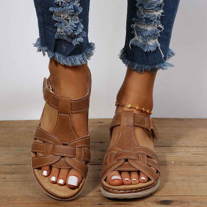 Kletti – Women's Sandals with Convenient Velcro Closure Brown