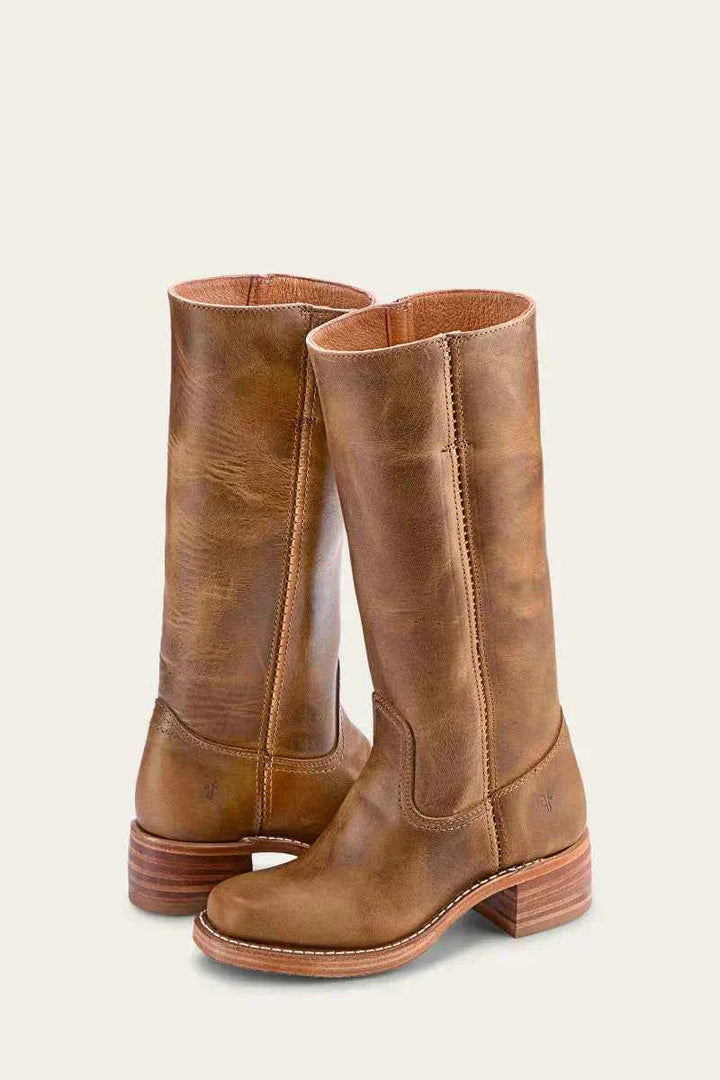 Van | Knee-High Boots with Slim Fit and Structured Sole Khaki