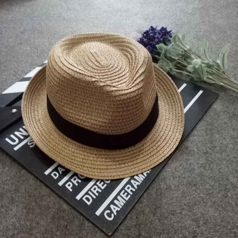 Korean Kids' Sun Hats - Stylish Straw Hats for Girls & Babies, Perfect for Outdoor Fun Light coffee