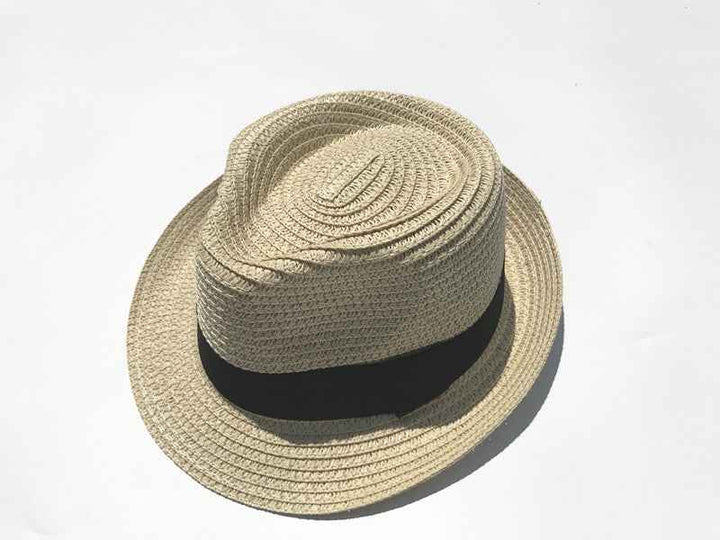 Korean Kids' Sun Hats - Stylish Straw Hats for Girls & Babies, Perfect for Outdoor Fun Beige
