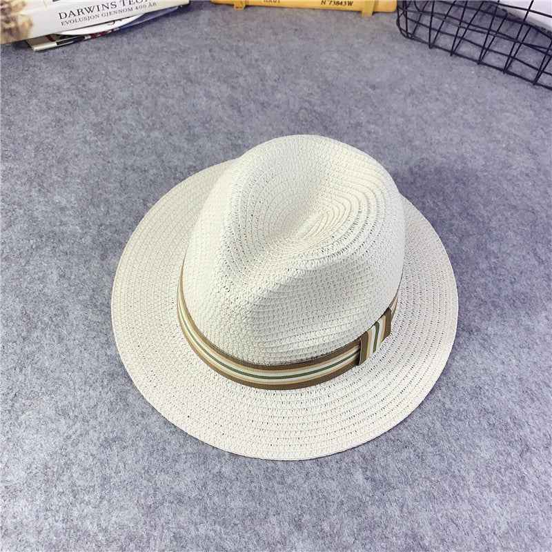 Korean Kids' Sun Hats - Stylish Straw Hats for Girls & Babies, Perfect for Outdoor Fun Flat edge milk white Older children