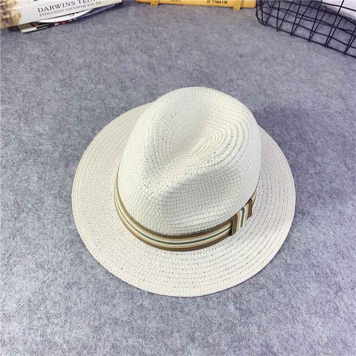 Korean Kids' Sun Hats - Stylish Straw Hats for Girls & Babies, Perfect for Outdoor Fun Flat edge milk white Older children