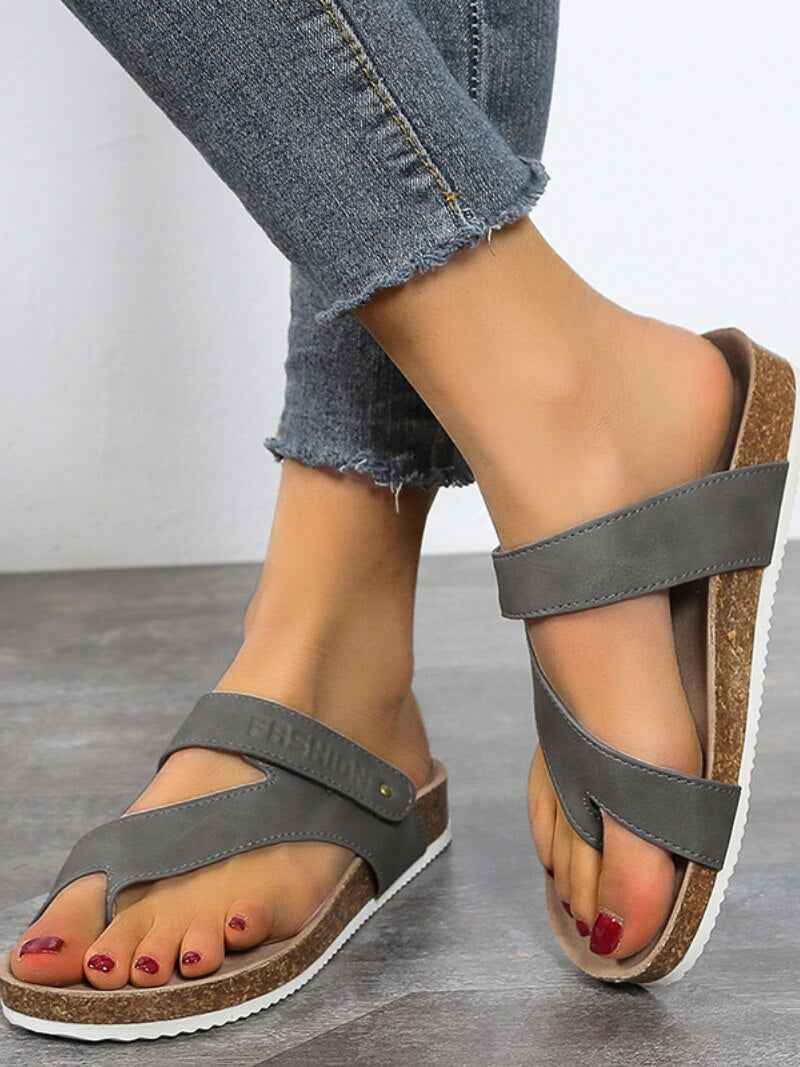 Elara | Orthopedic Open Cork Sandals for Women - KorkFlex Style Gray