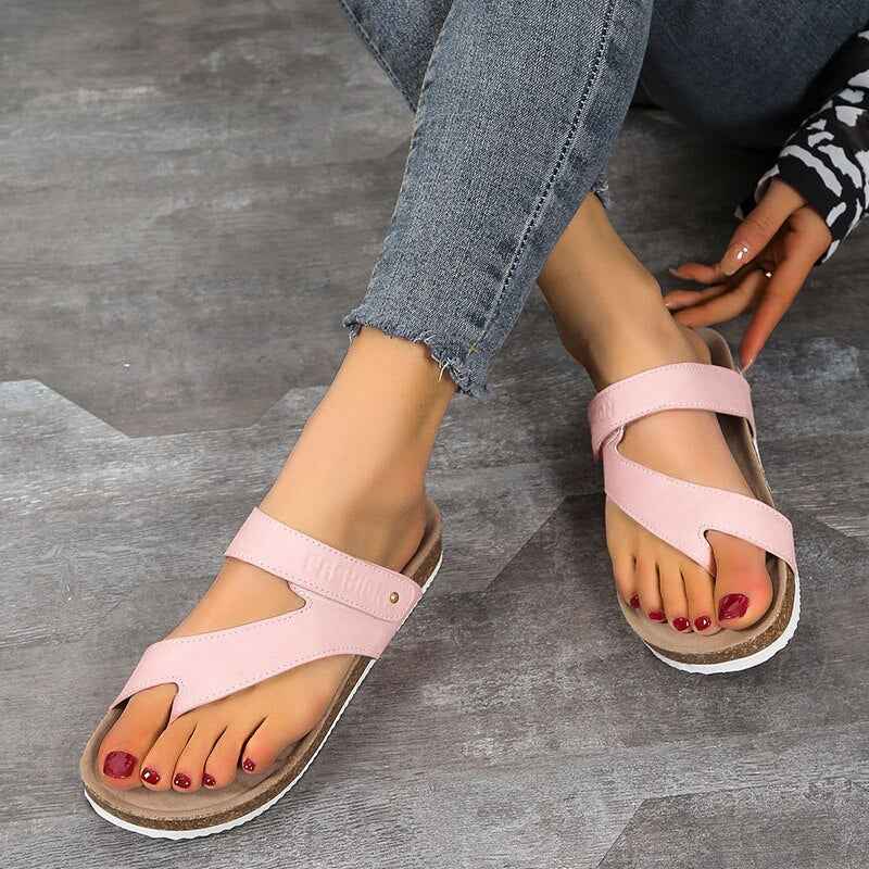 Elara | Orthopedic Open Cork Sandals for Women - KorkFlex Style Pink