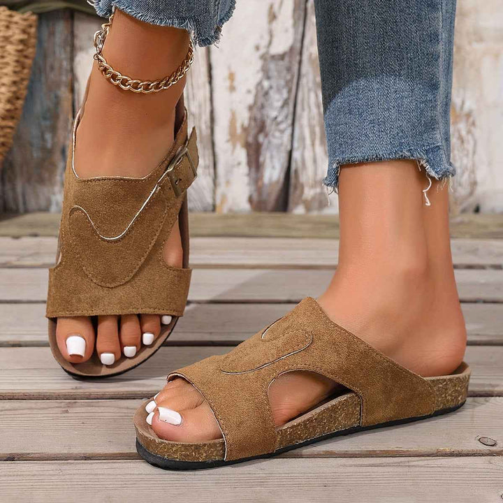 Samantha | Women's Flat Cork Sandals for Summer Comfort Brown