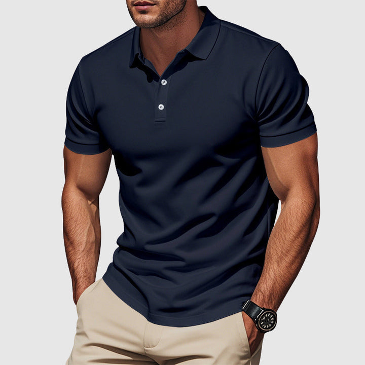 Men's Short Sleeve Fitted Polo Shirt Dark Blue