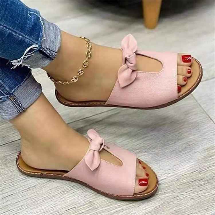 Ladies Sandals Bow Sandals Fish Mouth Slippers Pink
