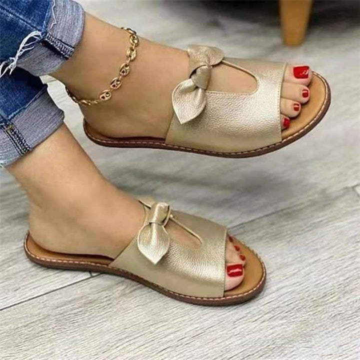 Ladies Sandals Bow Sandals Fish Mouth Slippers Gold