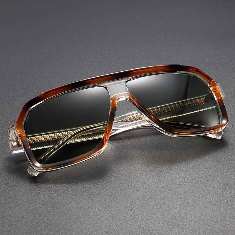 Large Shield Aviator Sunglasses Brown