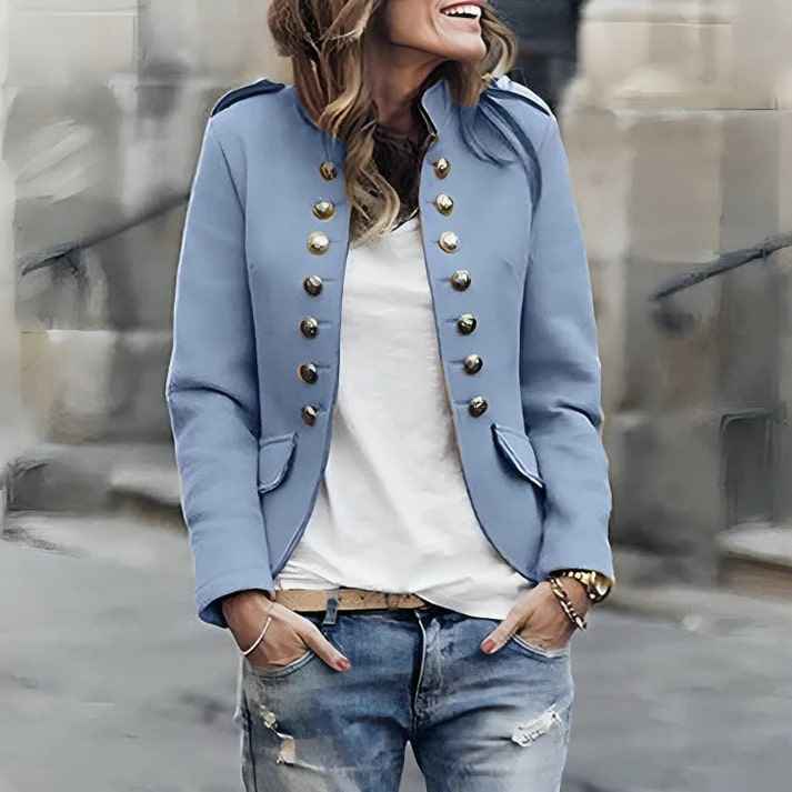 Women's Elegant Double Button Blazer Sky Blue