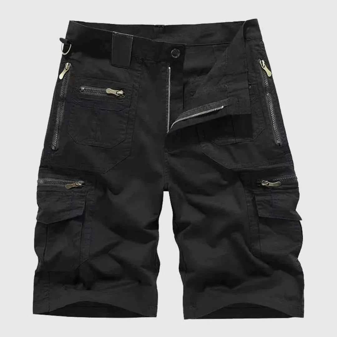Men's Zipper Cargo Shorts Black