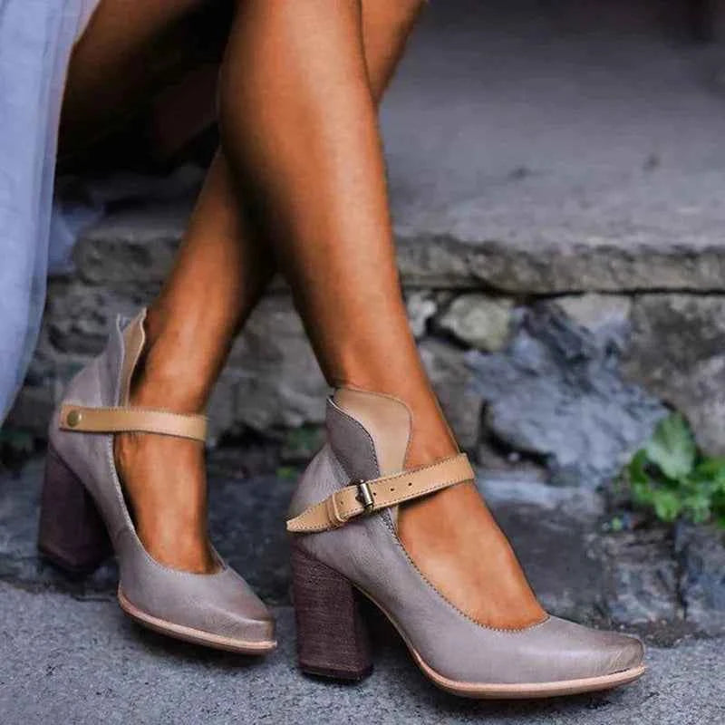 Laurie | Elegant Heel Sandals with Straps Gray
