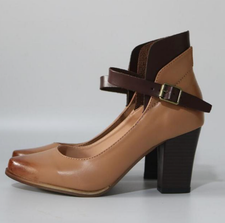 Laurie | Elegant Heel Sandals with Straps Brown