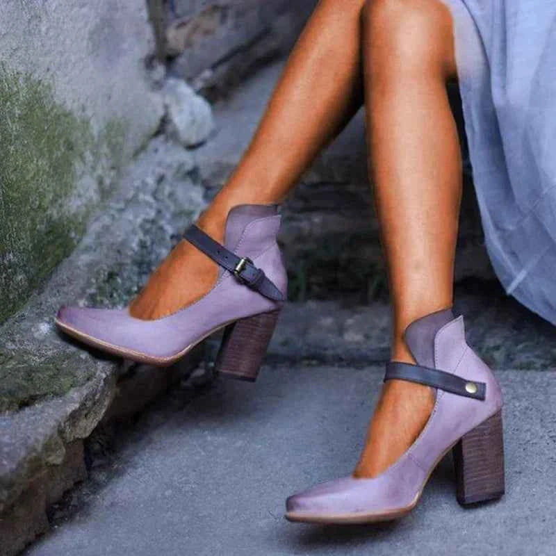 Laurie | Elegant Heel Sandals with Straps Purple
