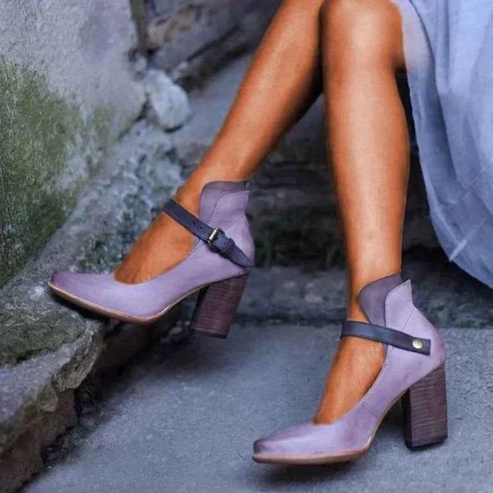 Laurie | Elegant Heel Sandals with Straps Purple