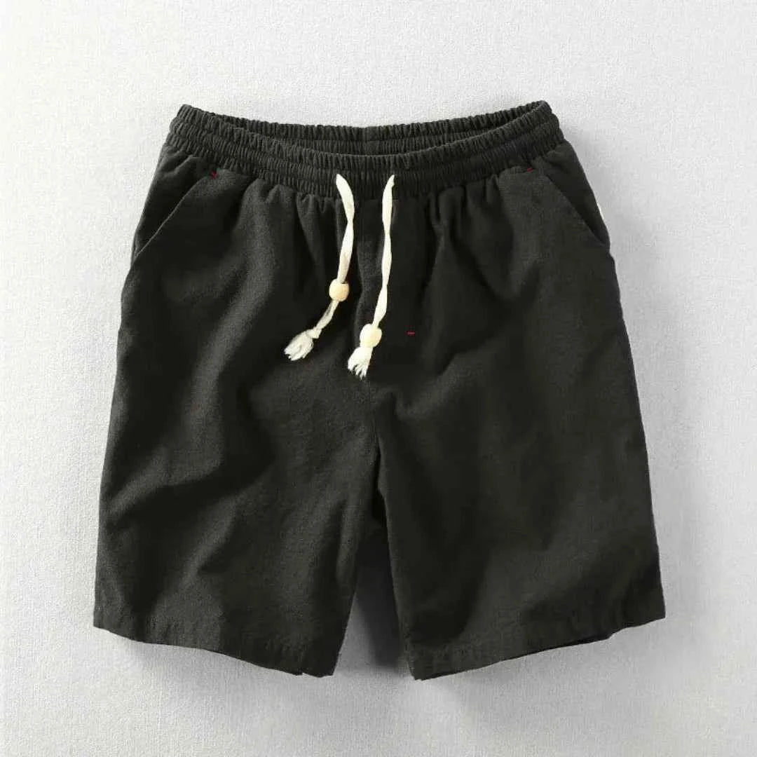 Men's Linen Drawstring Waist Shorts Black