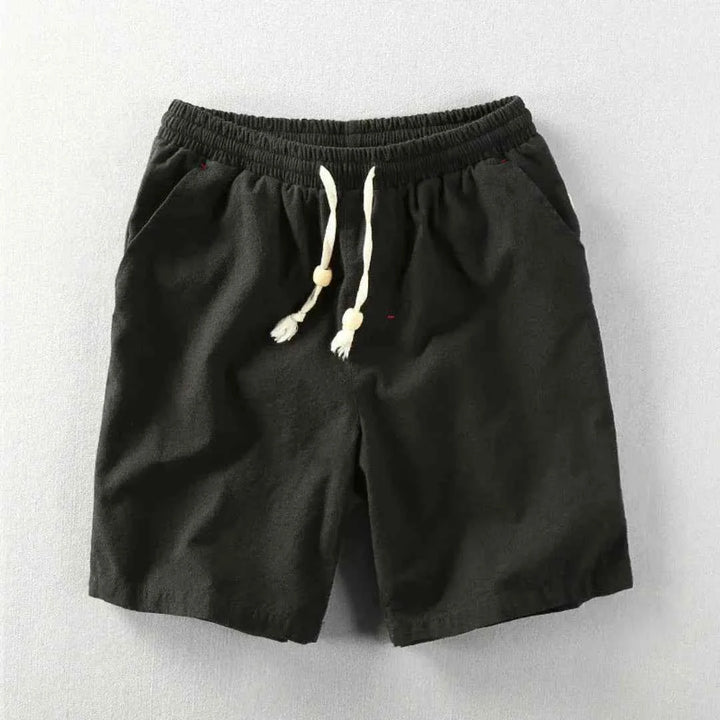 Men's Linen Drawstring Waist Shorts Black