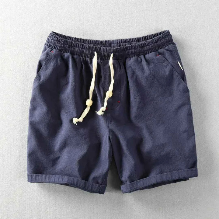 Men's Linen Drawstring Waist Shorts Blue