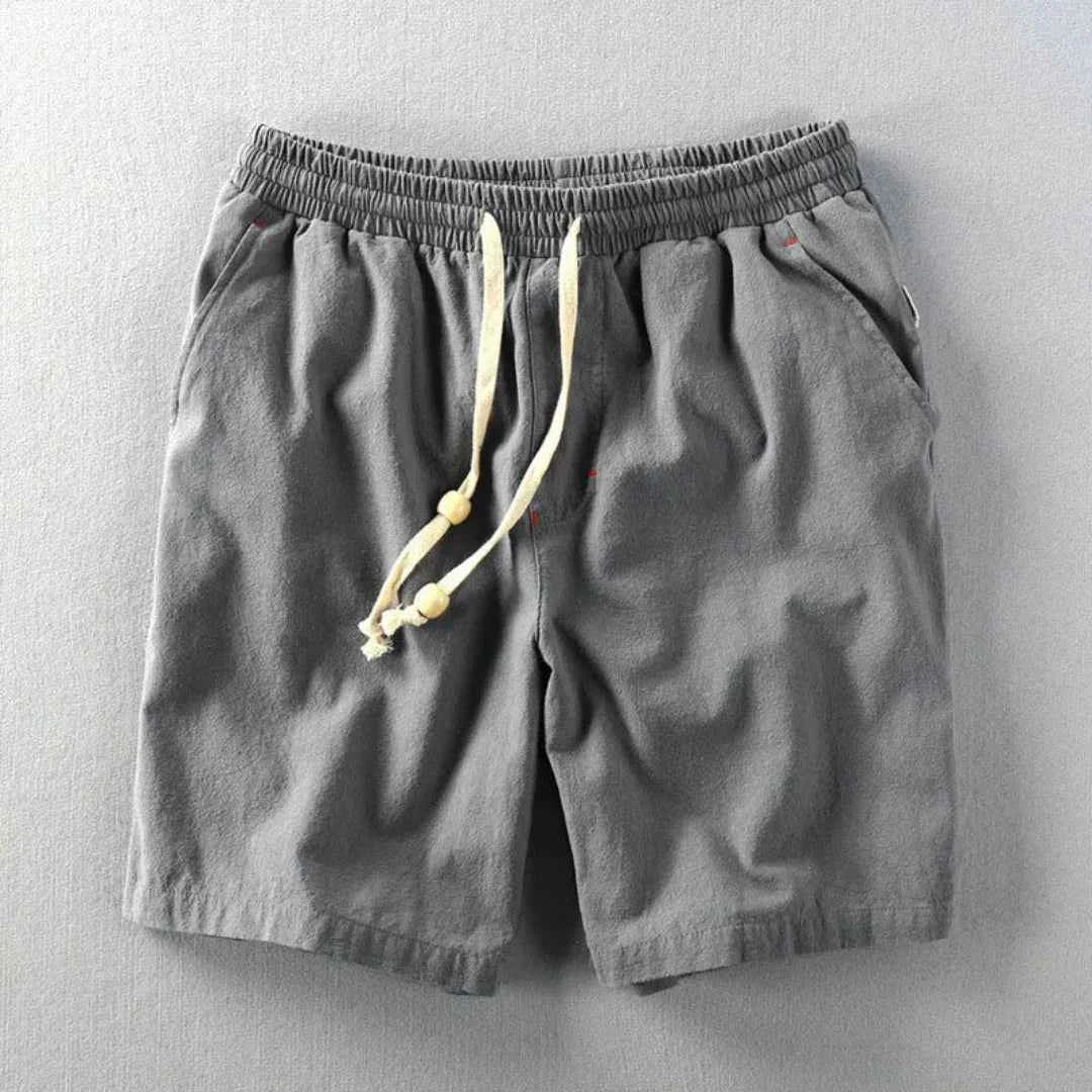 Men's Linen Drawstring Waist Shorts Dark Gray