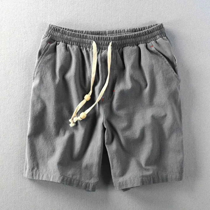 Men's Linen Drawstring Waist Shorts Dark Gray