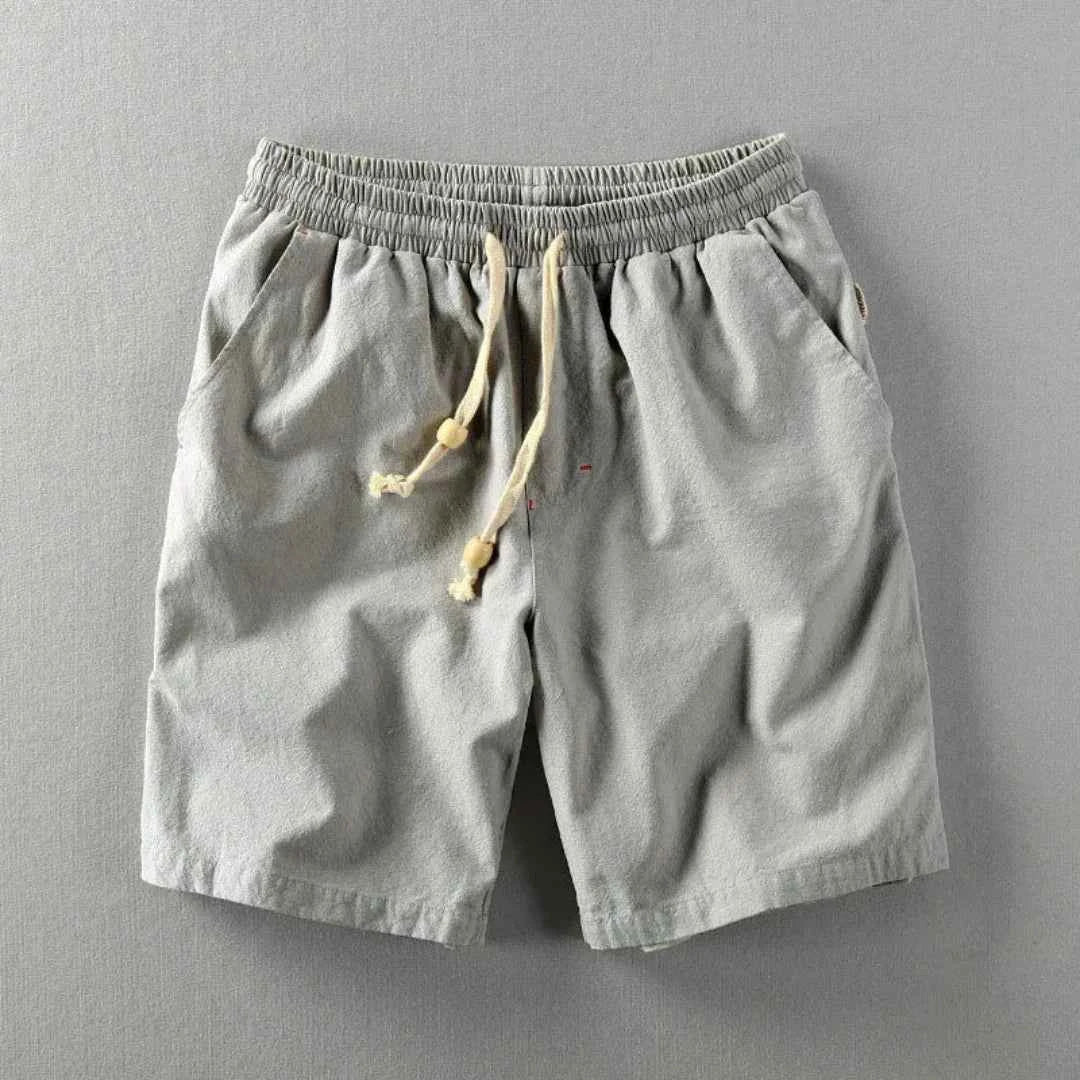 Men's Linen Drawstring Waist Shorts Gray