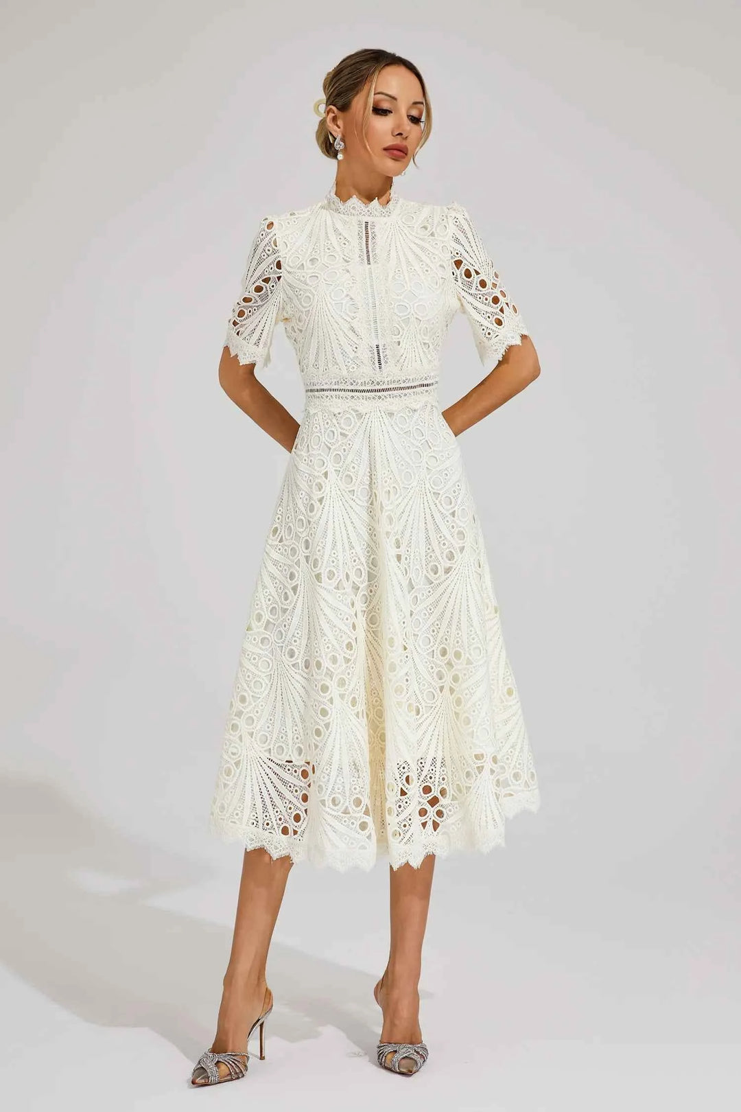 Lexi | Elegant Lace Midi Dress for Women