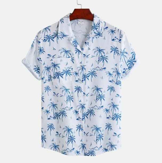 Liam | Men's Tropical Pattern Classic Hawaiian Shirt Blue