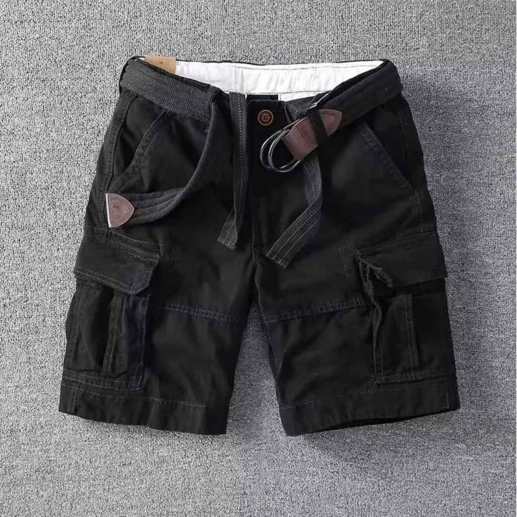 Men's Belted Cargo Shorts Black