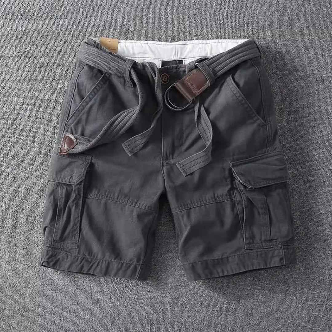 Men's Belted Cargo Shorts Gray