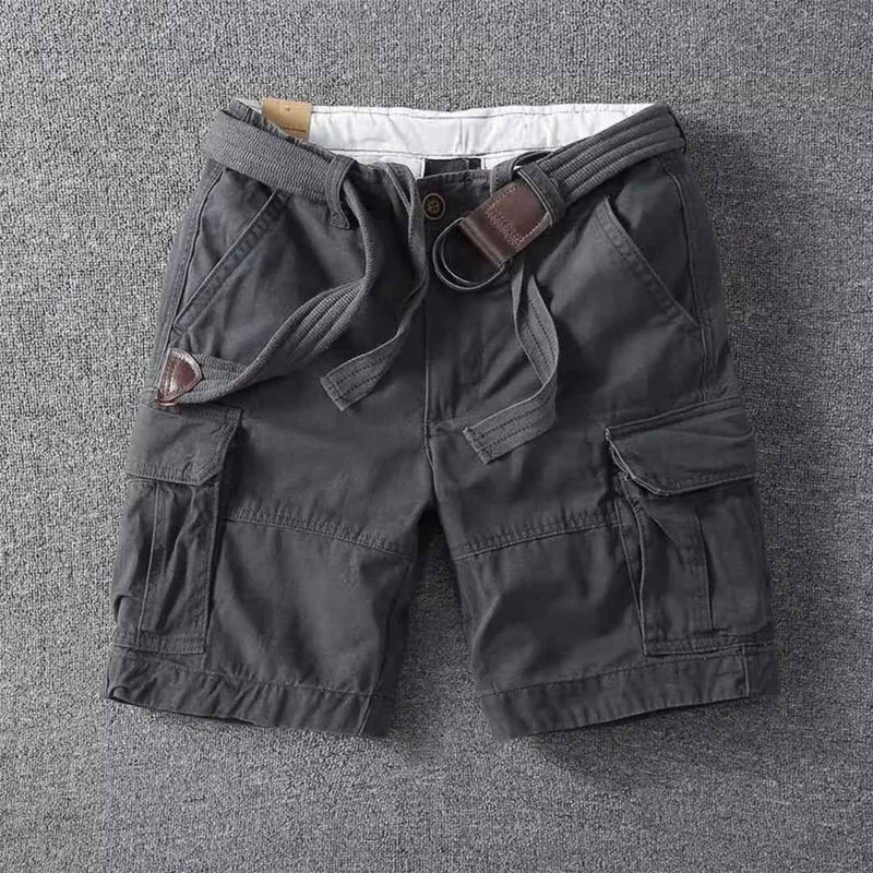 Men's Belted Cargo Shorts Gray