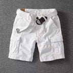 Men's Belted Cargo Shorts White